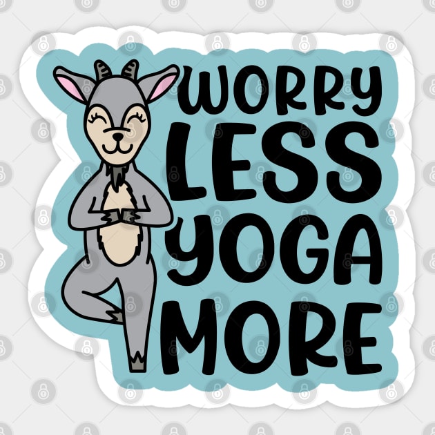 Worry Less Yoga More Goat Yoga Fitness Funny Sticker by GlimmerDesigns